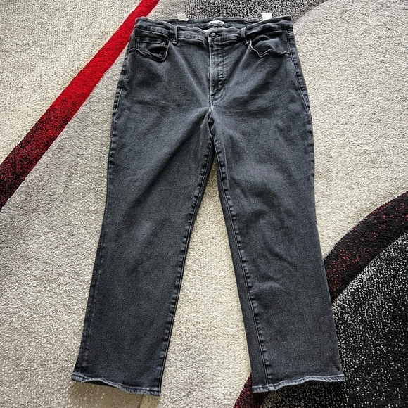 Good American Black Stretchy Straight Leg Jeans - Picture 1 of 4